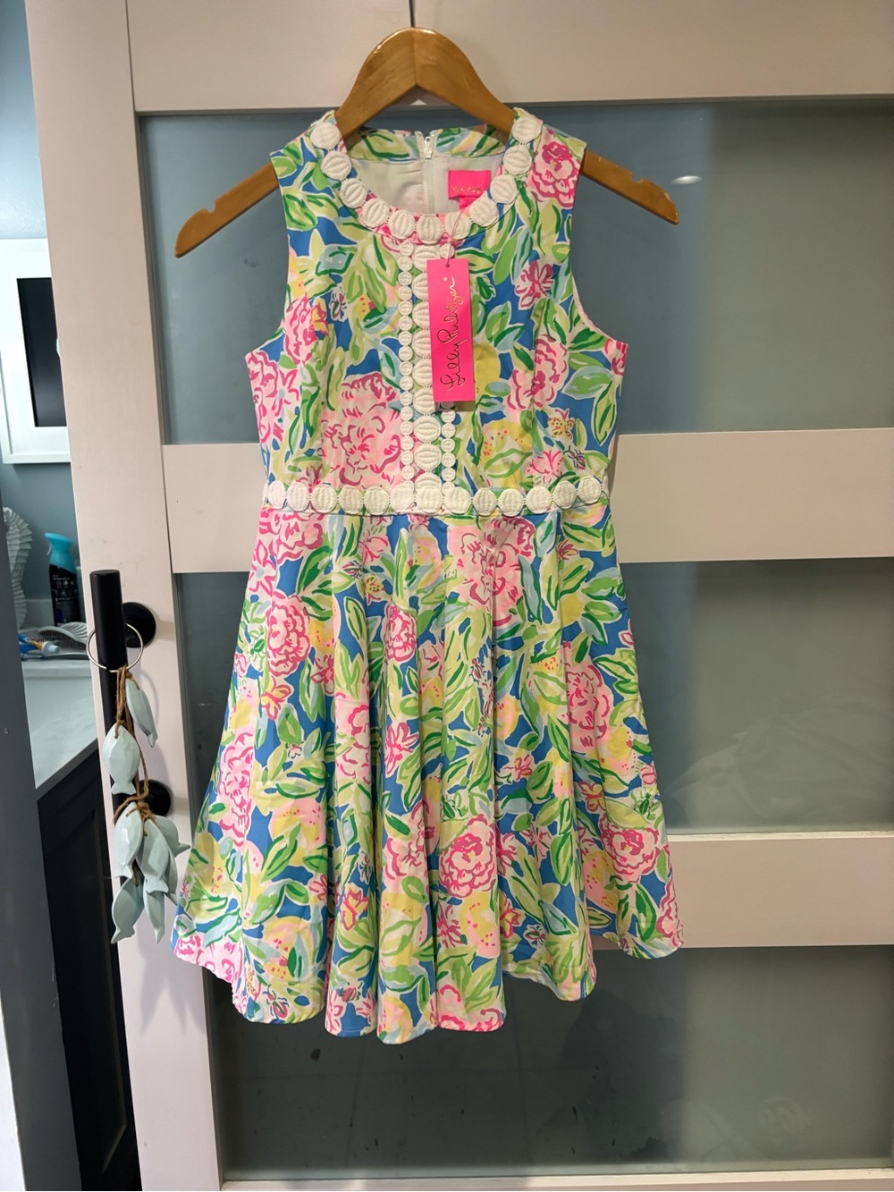 Lilly Pulitzer Girls Floral Sleeveless Dress in Pink, Blue & Green
